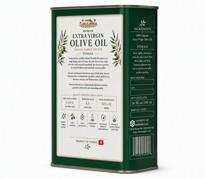POLYPHENOLIO™ | High Polyphenol Tunisian Premium Extra Virgin Olive Oil  | 5 L Tin (1.32 US gal)