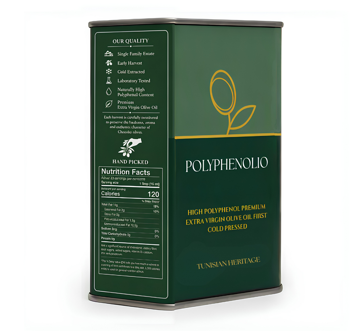 POLYPHENOLIO™ | High Polyphenol Tunisian Premium Extra Virgin Olive Oil  | 5 L Tin (1.32 US gal)